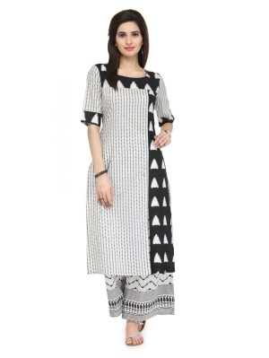 White & Black  cotton Kurti